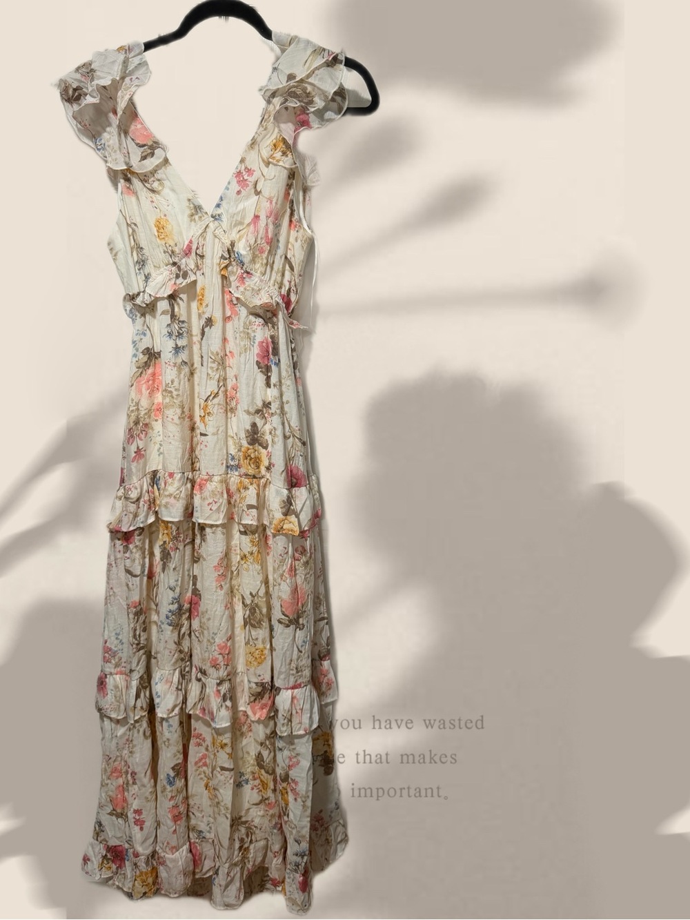 Floral Ruffle Tiered Maxi Dress - Cream Floral